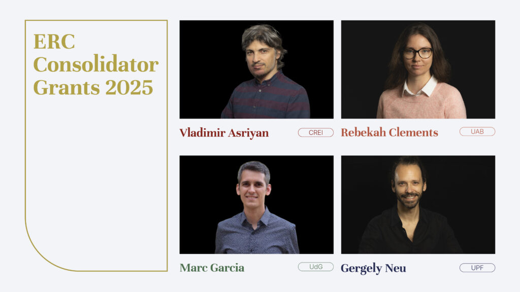 Imatge amb els investigadors ICREA que han guanyat una ERC Consolidator Grant 2025.